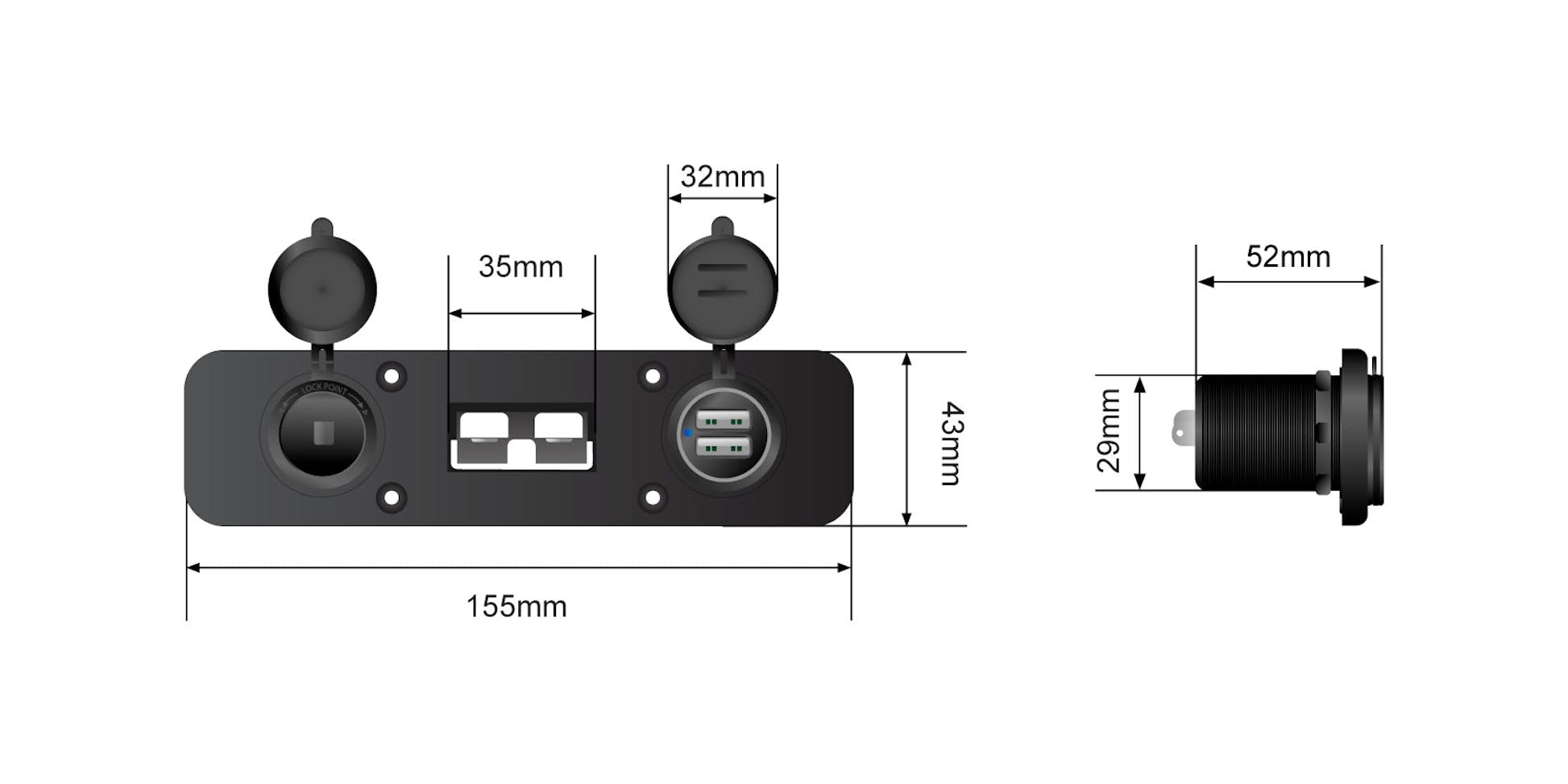 STEDI Anderson Flush Mount | Cigarette USB